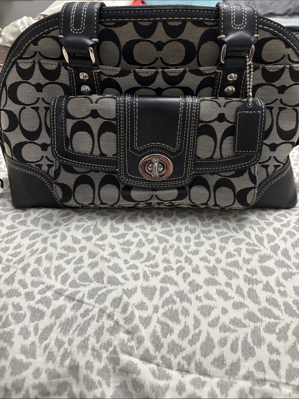 Coach Black and Gray Signature Tote Bag